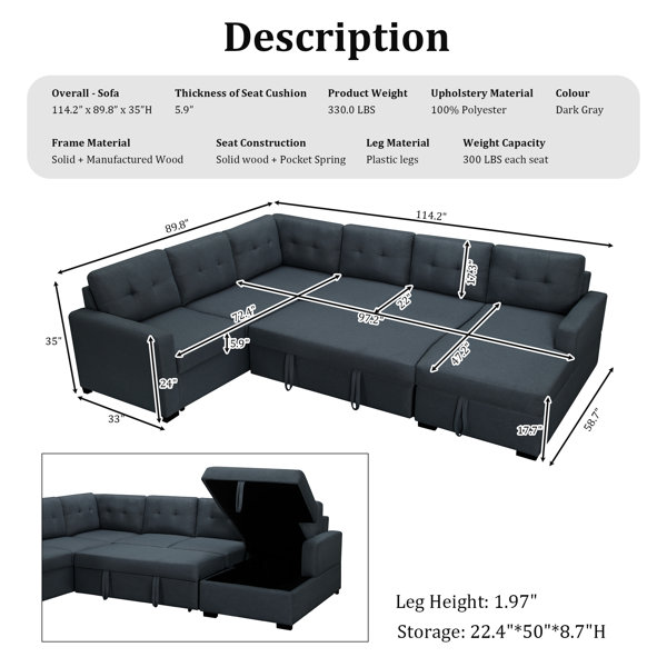 Latitude Run® Sectional Sleeper Sofa Wayfair